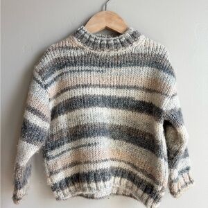 Zara 2-3Y Neutral Striped Chunky Knit Sweater Cozy Cottagecore Scandi Baby
